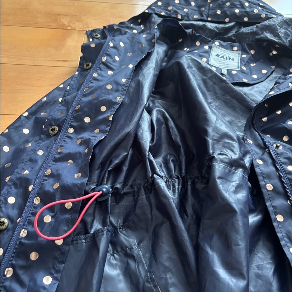 Joules Navy and Rose Gold Polka Dot Raincoat - Picture 5 of 10